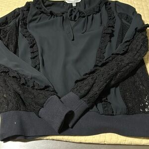 XSBlack Rebecca Minkoff lace blouse. Poly.